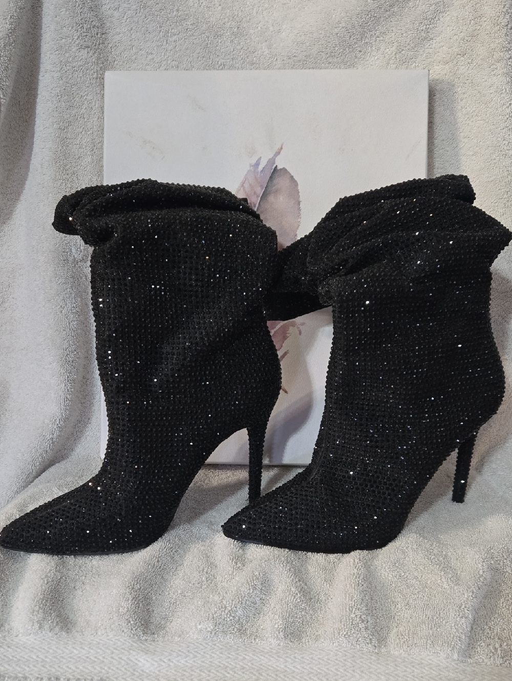 Jessica Simpson Black Sparkle Pointed-Toe Ankle Booties